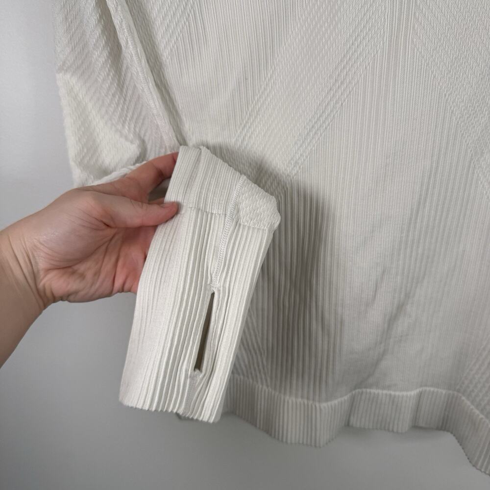 Lululemon Rest Less Ribbed Pullover White Long Sleeve Thumbholes Gym Womens 8 - Picture 4 of 7